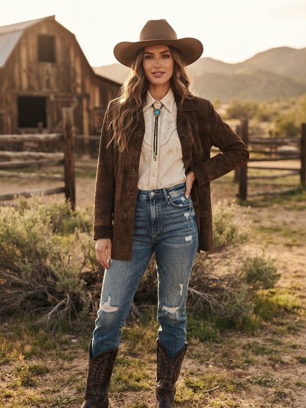 Danier Dark Brown Suede Western Jacket
